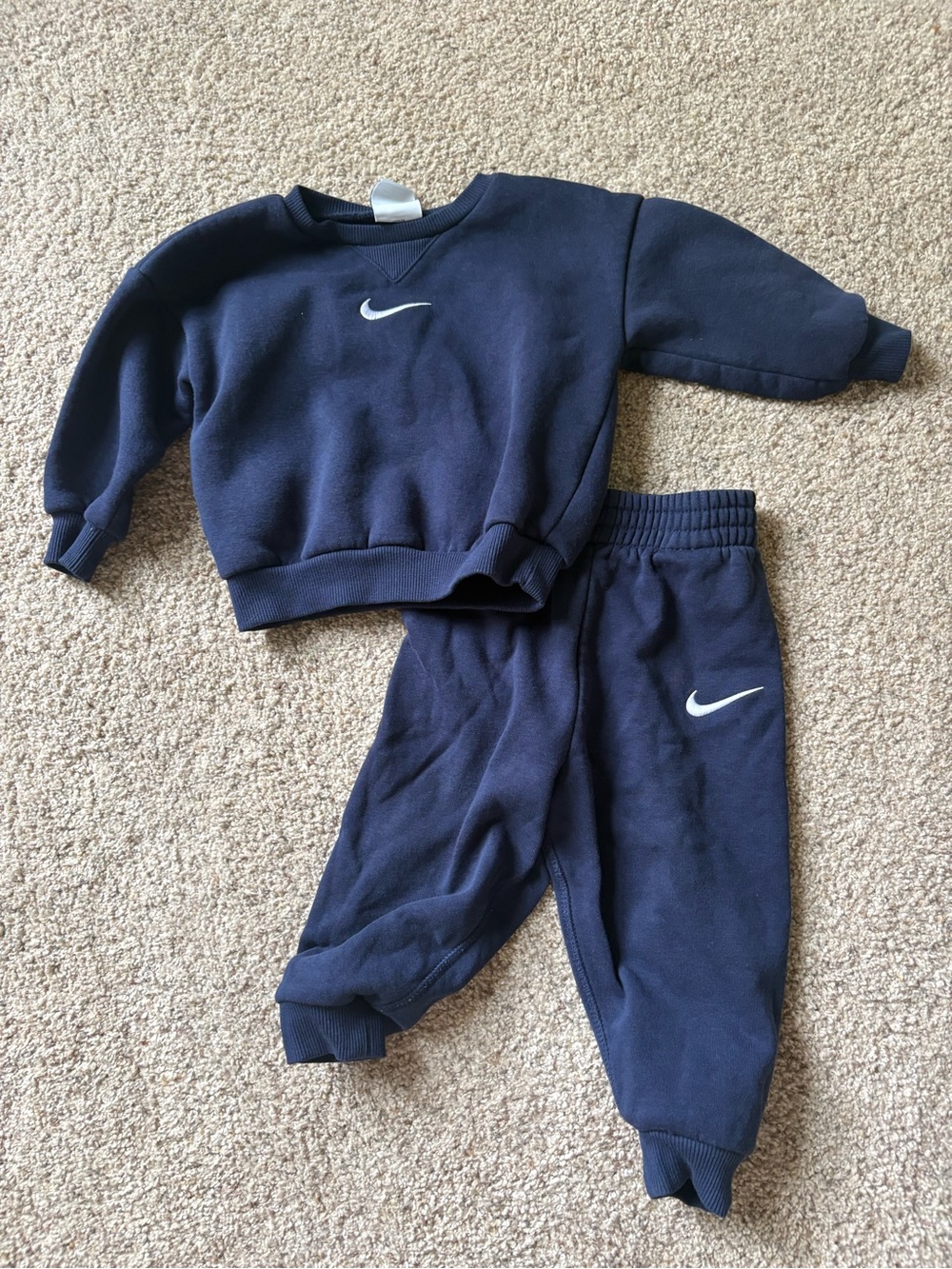 Nike Baby Toddler 2-Piece Fleece Sweatshirt & Pants Set Logo Navy 18M